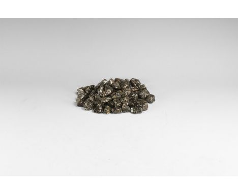 A group of fifty cut and polished turritella agate specimens. 367 grams, 19-26mm (3/4 - 1"). From the historic ‘Victorian Mus