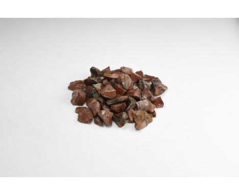A group of fifty-two dark brown and black obsidian pieces. 22-47mm (3/4 - 1 3/4"). From the historic ‘Victorian Museum’ and l