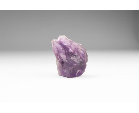 A fine dark purple amethyst specimen in white card tray with label reading: 'AMETHYST, Rio Grande do Sul, Brazil'. 48 grams, 