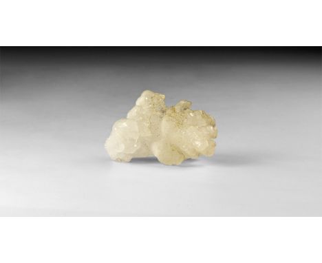 A fine specimen of heminorphite crystal formation, in white card tray with label reading: 'HEMIMORPHITE, Mexico'. 21 grams, 3