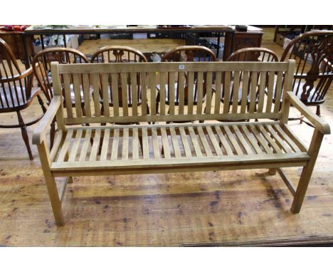 Hardwood garden bench, 159cm long.