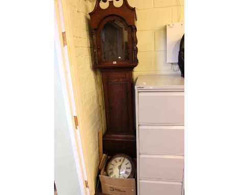 Antique oak longcase clock (for restoration) and Victorian circular wall clock.