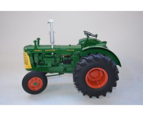 Large Franklin Mint 1/12 scale diecast Oliver Super 99 highly detailed Tractor model, with working steering, removeable engin