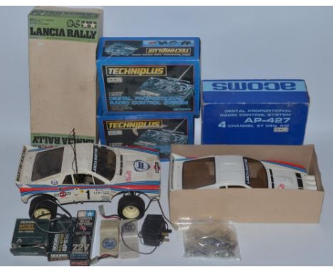 Radio controlled Tamiya Lancia 037 rally car, original ORV rear wheel drive chassis (Off Road Vehicle) with hard body shell (