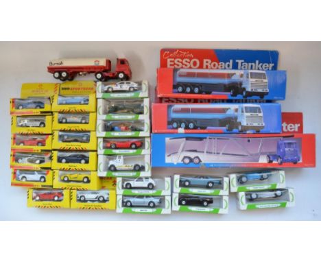 Collection of petrol station giveaway diecast car models including Esso Classic Sports Car Collection, Mobil oil, including t