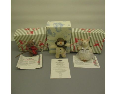 Steiff The Snowman Ornament, H13cm, limited edition 350/1500, boxed with certificate, Steiff Xenia Maus, H11cm, limited editi