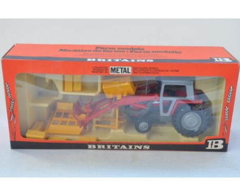 Rare boxed Britain's 1/32 Massey Ferguson Tractor with Front Loader (item 9595) with accessories 