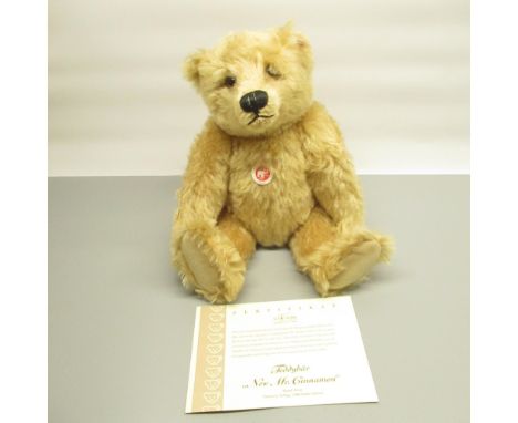 Steiff Mr Cinnamon, in blonde mohair with working growler mechanism, H44cm, limited edition 276/3000, boxed with certificate 