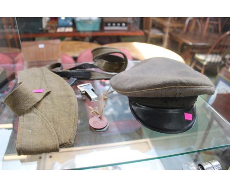 Wehrmacht 1930s Army Peak Cap possibly Afrika Korps, and Local interest ID Tags and 1940 dated Army Side Cap to Lt Hare Royal