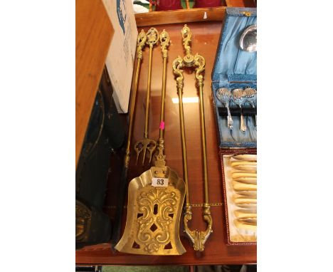 3 Piece Edwardian Companion set and a Brass Toasting fork 