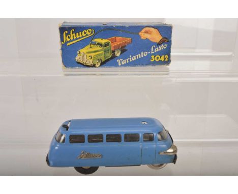 Schuco 3042 clockwork Varianto-Bus, in light blue, in original box, VG, tested well at time of cataloguing, box P, lacks all 