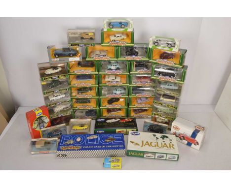 Pre and Postwar Corgi and Other Diecast Cars (40+) all boxed, private, commercial and emergency models, some loose in boxes, 