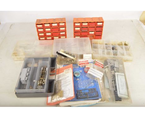 A Large Conglomeration of 4mm Scale Loco and Other Parts and Accessories, all manner of small components in packets, detached