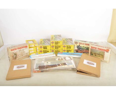 Selected 4mm Scale Lineside and other kits by various makers (qty), Airfix kits including part-built 'Truro', 6 assorted buil