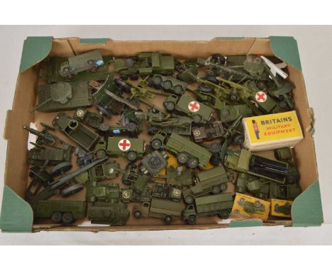 Postwar Playworn/Unboxed Military Diecast Vehicles (40+) various examples, Dinky, Budgie, Britains, Triang Minic and others, 