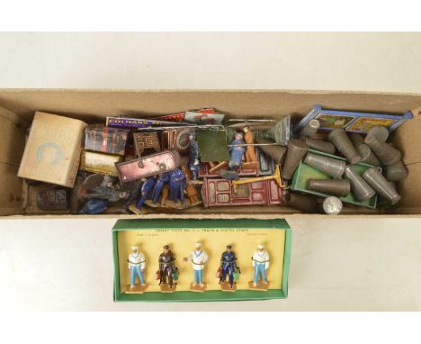 Platform Figures and Accessories for Hornby 0 Gauge (qty), including boxed Dinky Toys set No. 5 Train & Hotel Staff, VG-E, (p