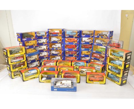 Corgi 1980s Ford Escort Vans Including Code 3 Models and Continental Branding (53),  all boxed, some loose in boxes, Code 3 b