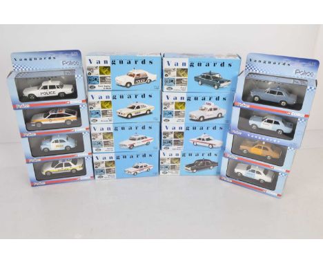 Corgi and Lledo Vanguards Southern Counties Police Cars (16), all boxed/cased with card sleeves, mainly vintage cars, Ford Es