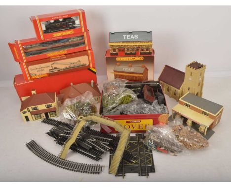 Hornby 00 gauge locomotive wagons and buildings with accessories (qty), comprising in original boxes R504 class J52 0-6-0 Loc