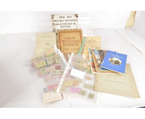 Railway books Tickets and paper memorabilia (qty), comprising Banbury & Cheltenham Direct Railway, Minehead branch, Engineman