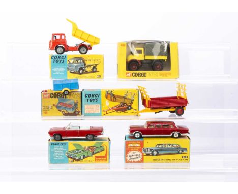 Boxed Corgi Toys, 247 Mercedes-Benz 600 Pullman with instructions, 246 Chrysler Imperial with golf bag and trolley, 406 Merce