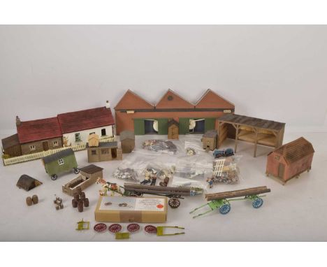 O Gauge scratchbuilt Farm with various Buildings Farm Workers Animals and Vehicles (qty) two attched single storey Farm House