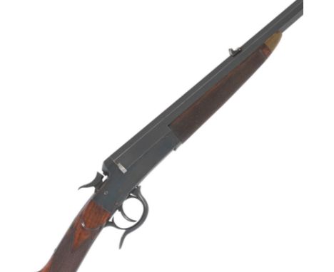 A .250 (C.F.) smooth oval-bore hammer ejector rook rifle by Charles Lancaster, no. 8352Snap-forward underlever, plain reblack
