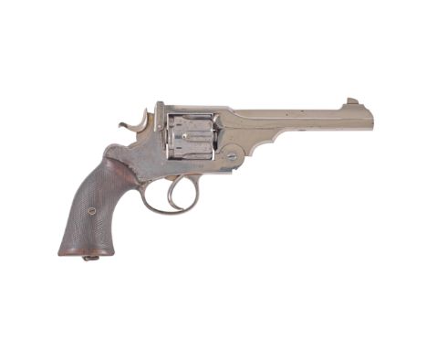 A .455/.476 'W.G. Model' revolver by Webley, Retailed by Army & Navy C.S.L., no. 7162Renewed nickel finish, the top-strap sta