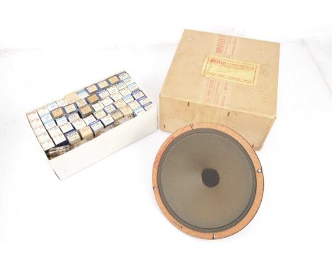 Valves / Speaker, approximately 60 valves including with more than half being Mullard including EL84, EF86, EF80, ELL83, ECH 