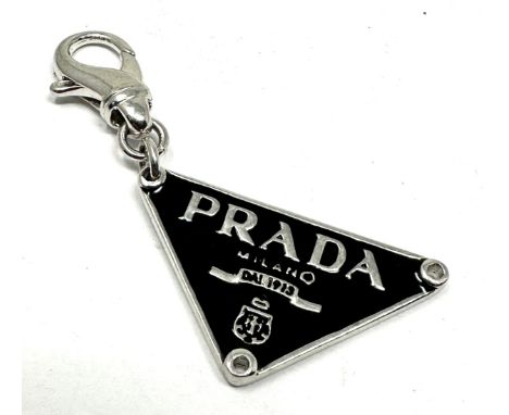 Silver &amp; enamel Prada badge with hallmarked silver dog tag 
