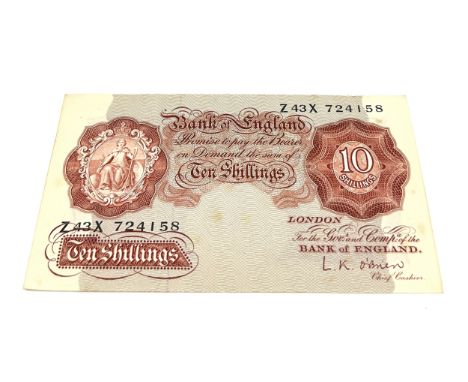 O,Brien - 1955 to 61 Red-brown Britannia Series  English Banknote. good grade