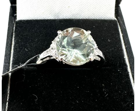 Gemporia Lone Star Prasiolite Ring with White Topaz in Sterling Silver 3.86cts