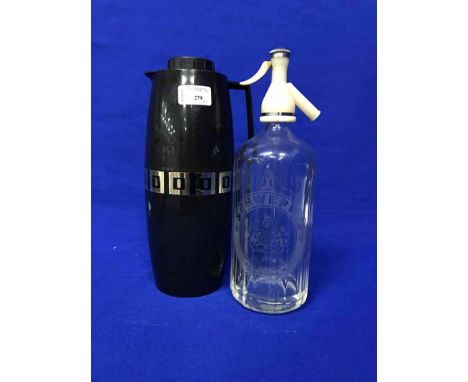 PAIR OF SODA SYPHONSalong with matching flask