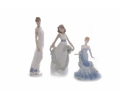 COALPORT FIGURE'Ladies of Fashion - Debbie - Figurine of the year 1999' marked to base; along with two Nao figures (3)