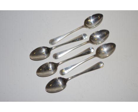 Six silver rat tail coffee spoons