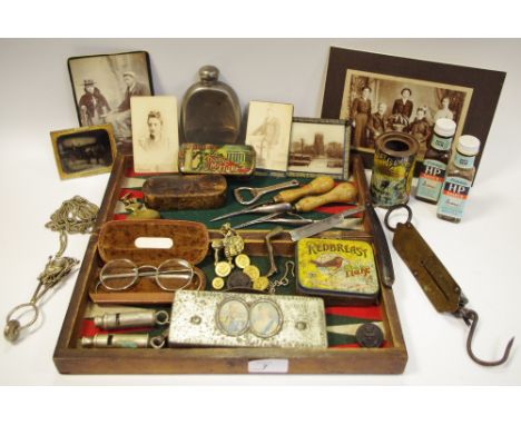 Boxes &amp; Objects - an early 20th century games compendium; 19th century horn snuff box; early 20th century carte de visite