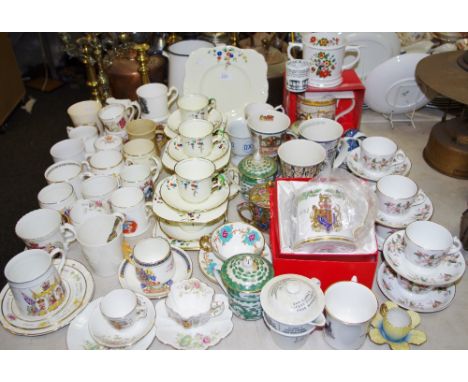 Teaware and commemorative ware including a Spode Silver Jubilee mug, boxed; another 150th Anniversary of the Liverpool &amp; 