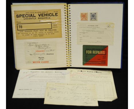Railway Ephemera - an interesting album of 19th century and later ephemera including ten North Eastern Railway tickets from S