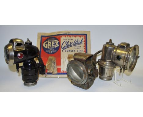 Cycling Interest - Joseph Lucas Ltd Silver King carbide lamp; Lucas Calcia Major; Powell &amp; Hammer Vulture carbide lamp; G