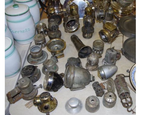 Motoring &amp; Cycling - various early 20th century Lucas carbide lamp parts for repairs; horn;etc qty