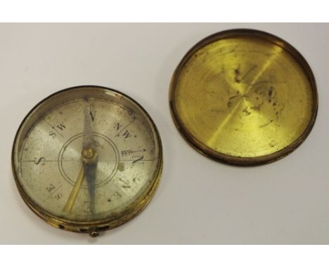 A 19th century brass travelling pocket compass