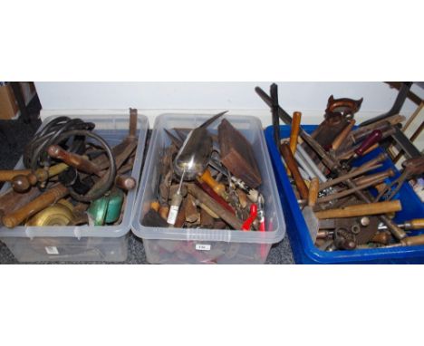 Tools - various early 20th century and later tap wrenches; hand scythes; levels; chisels; etc qty 