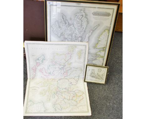 Cartography - 19th century folded map of Scotland with it's islands drawn from the topographical surveys by James Wyld showin