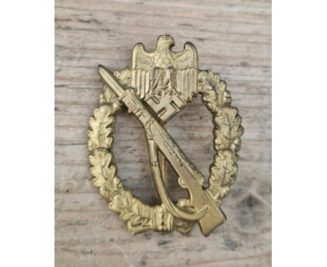 A German WWII Army (Heer) / Waffen-SS Infantry Assault Combat Badge by Josef Felix Sohn ( JFS ).  Marks, some loss of gilt in