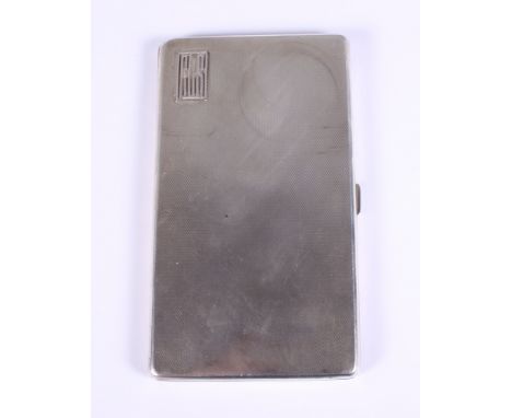 A George V silver cigarette case with engine turned decoration and applied initials, Adie Brothers, Birmingham 1933, 7.3oz tr