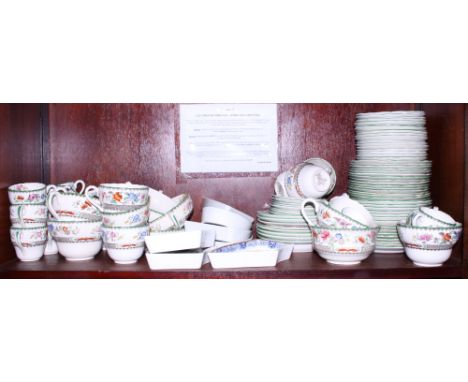 A Copeland Spode "Chinese Rose" part combination service and a Booths "Pagoda" hors d'oeuvre's sectional dish