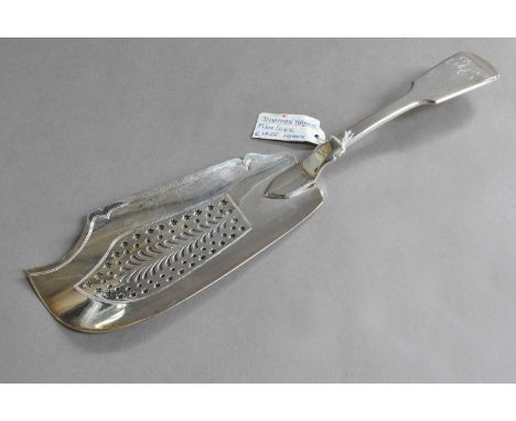 A George IV Silver Fish-Slice, by Jonathan Hayne, London, 1825, Fiddle pattern, engraved with initials, with pierced blade, 2