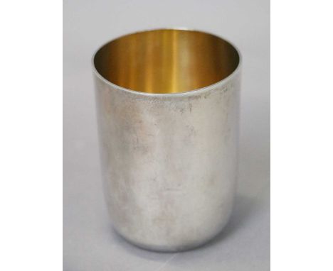 A Victorian Silver Beaker, by Walter and John Barnard, London 1880, slightly tapering cylindrical, with gilt interior, 8.5cm 