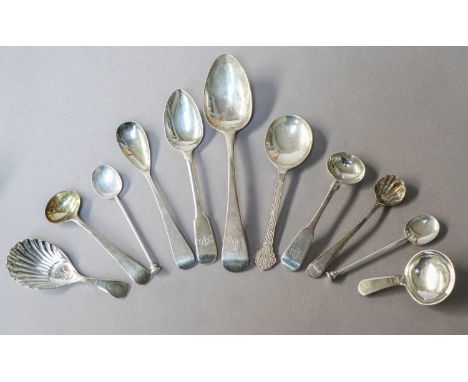 A Collection of Assorted Silver Flatware, various patterns, including a George III Old English pattern salad-fork; a George I