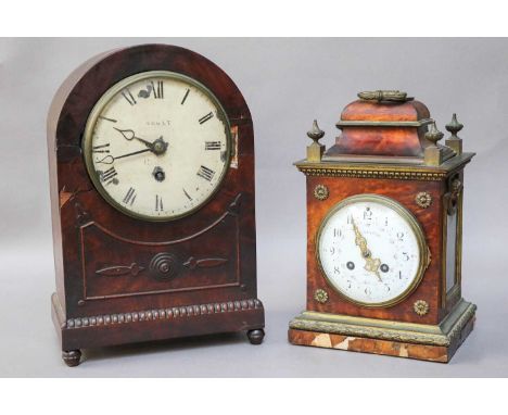 A French Brass and Tortoiseshell Striking Eight Day Table Clock, 19th century, movement stamped Maple &amp; Co, Paris, 29cm h